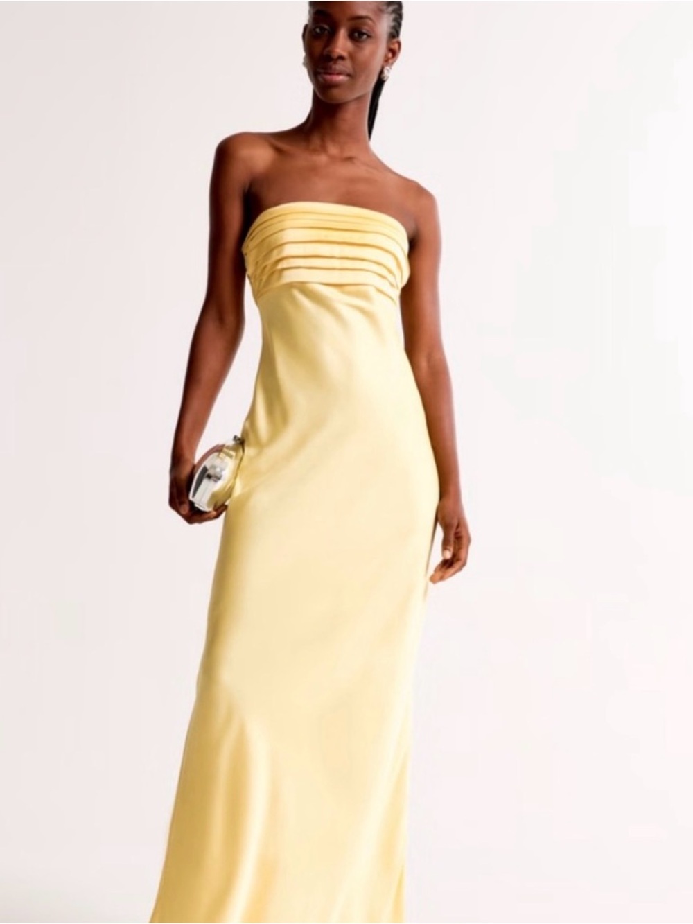 Abercrombie & Fitch Emerson strapless slim maxi dress, XL, sunny yellow